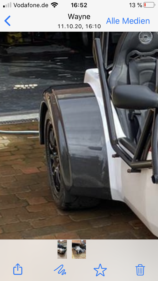 carbon Westfield ZK (240mm) detachable rear arch standard size 
- normal breite hintere abnehmbare Carbon Kotflügel für Westfield classik bodywork